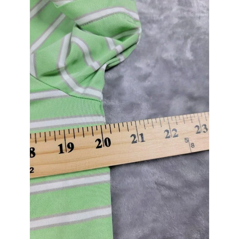 RLX Ralph Lauren AJGA‎ Small Mens Polo Shirt green/Gray Striped Golf Performance